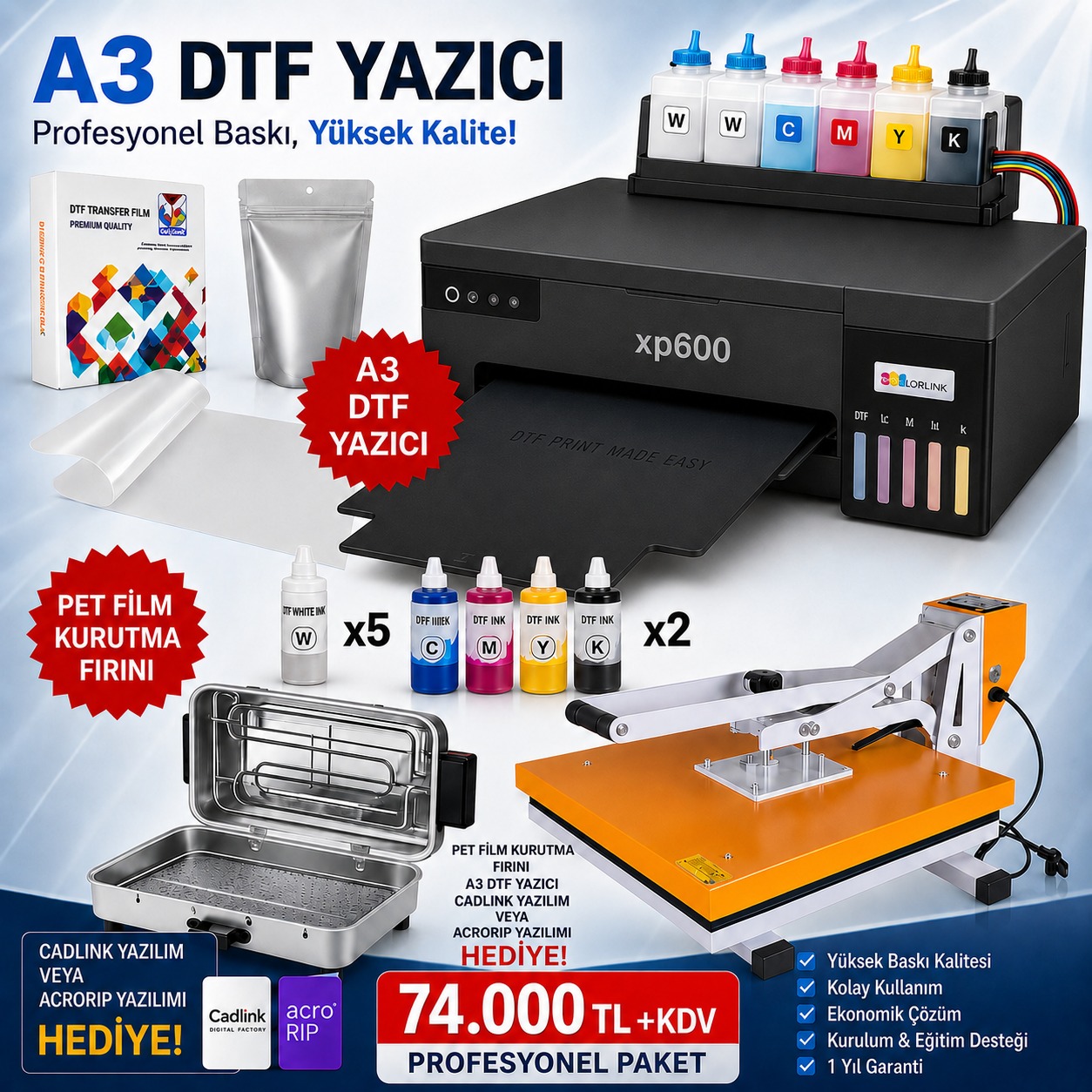 A3 DTF yazıcı profesyonel paket