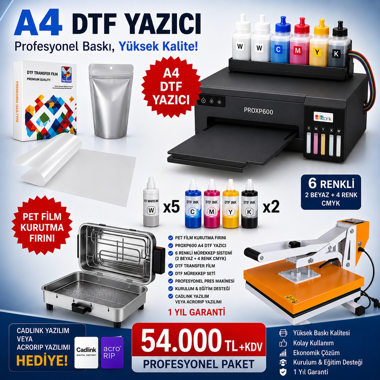 A4 DTF yazıcı profesyonel paket