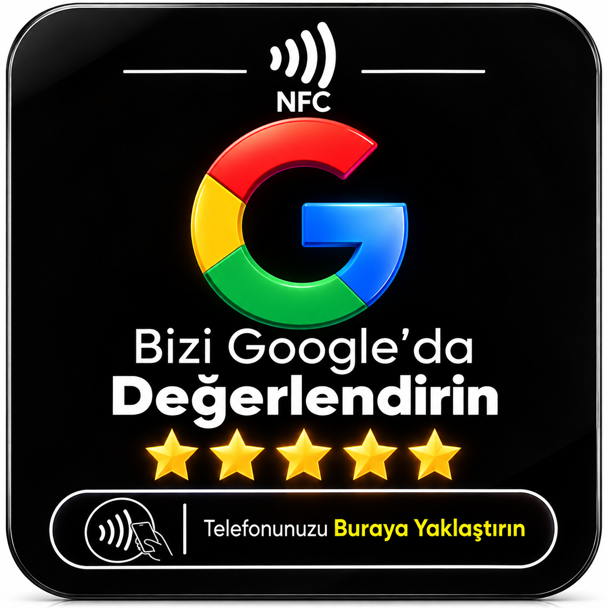 Siyah Google NFC Yorum Kartı 10x10 cm