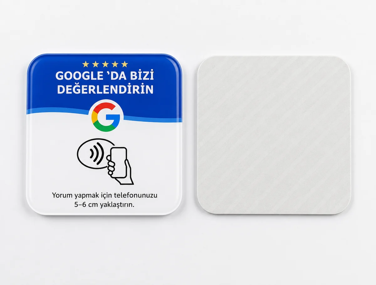 Kendinden Yapışkanlı Google NFC Yorum Kartı 10×10 cm