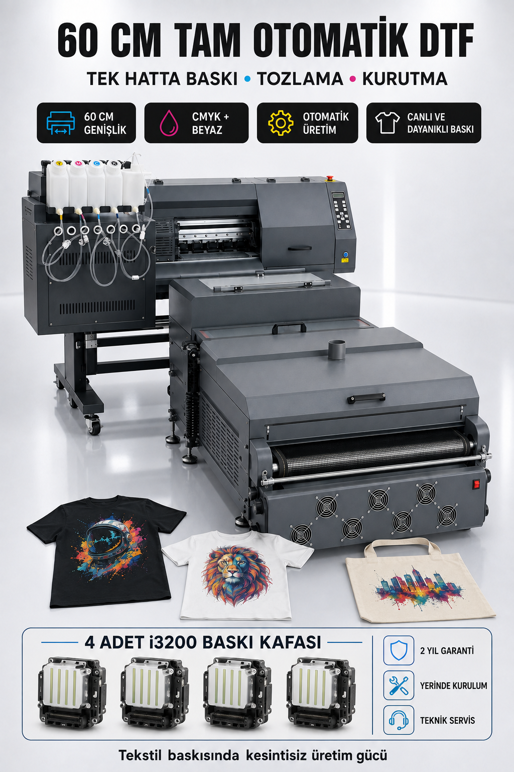 i3200 4 Kafalı 60×100 cm DTF Baskı Makinesi
