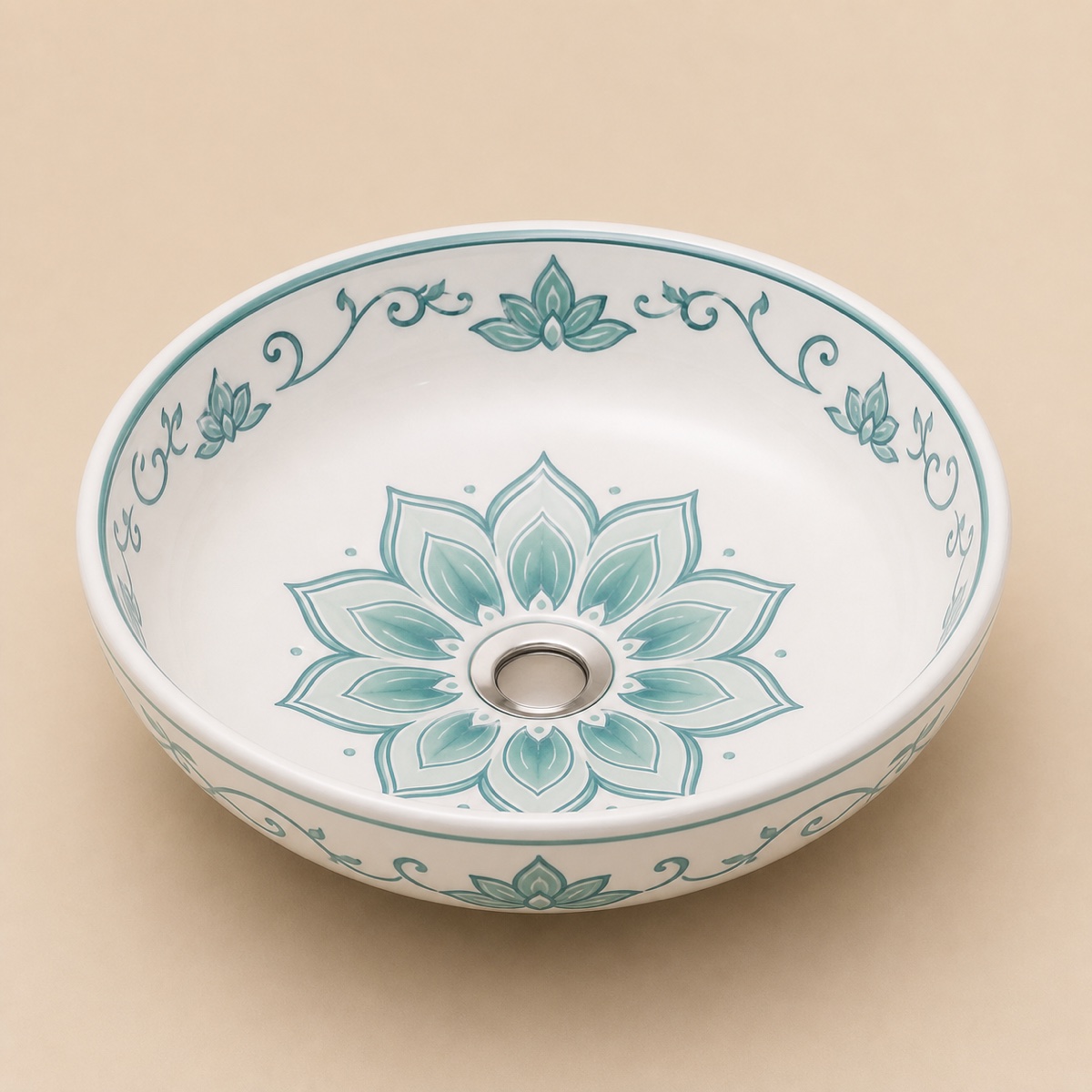 Tezgahüstü Lavabo – El Yapımı Desenli Seramik Lavabo – sink05