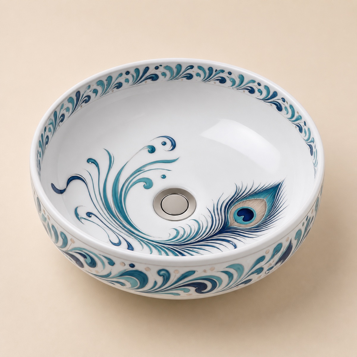 Tezgahüstü Lavabo – El Yapımı Desenli Seramik Lavabo – sink23