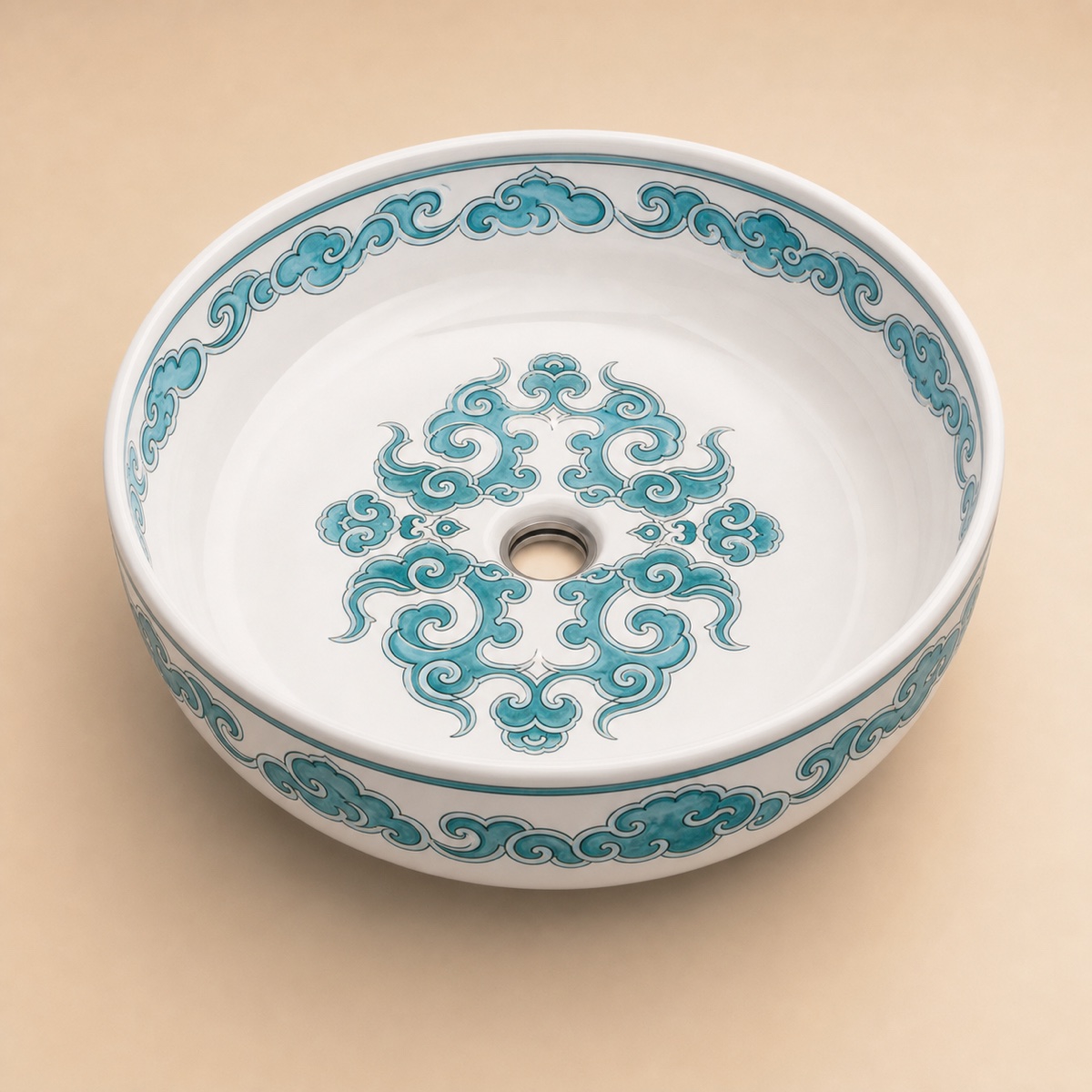 Tezgahüstü Lavabo – El Yapımı Desenli Seramik Lavabo – sink43