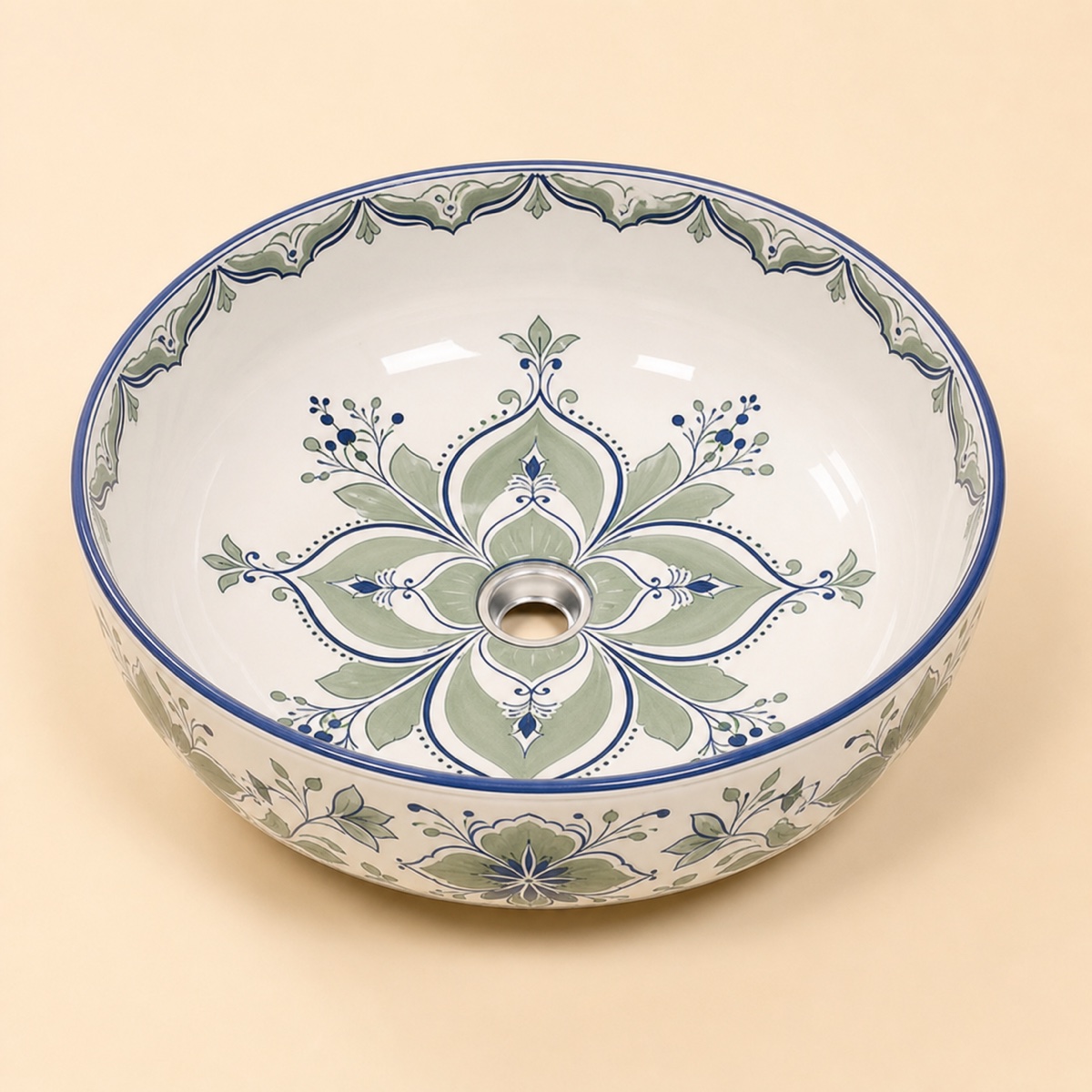 Tezgahüstü Lavabo – El Yapımı Desenli Seramik Lavabo – sink50