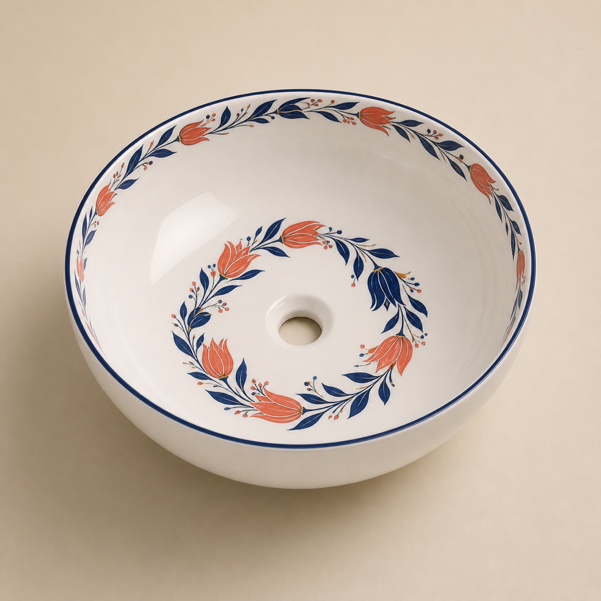 Tezgahüstü Lavabo – El Yapımı Desenli Seramik Lavabo – sink64