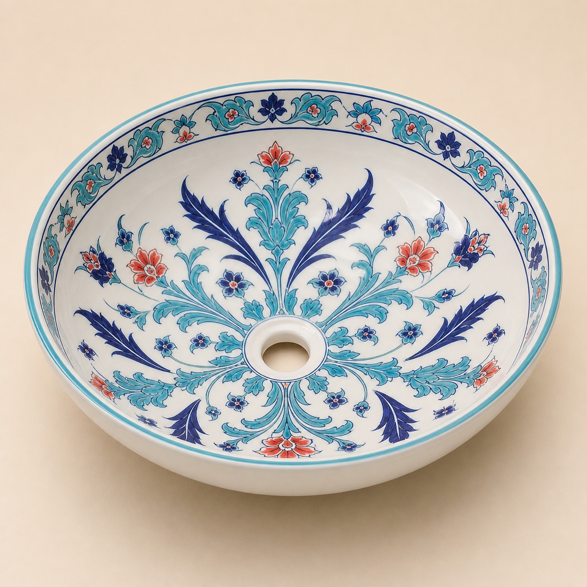 Tezgahüstü Lavabo – El Yapımı Desenli Seramik Lavabo – sink83