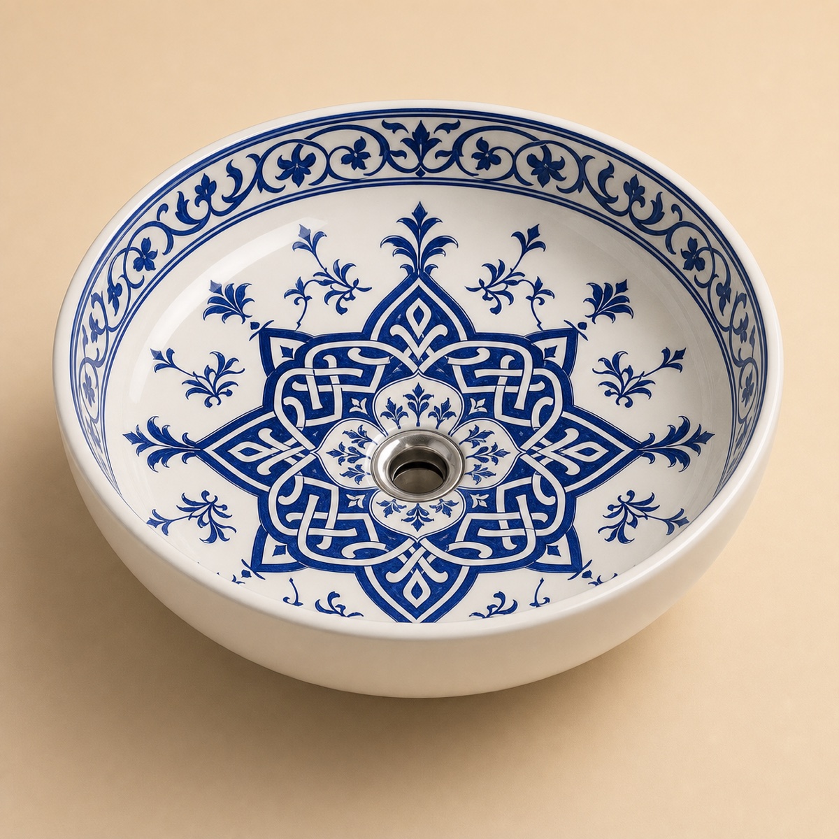 Desenli Tezgahüstü Lavabo – El Yapımı Seramik Lavabo – sink58