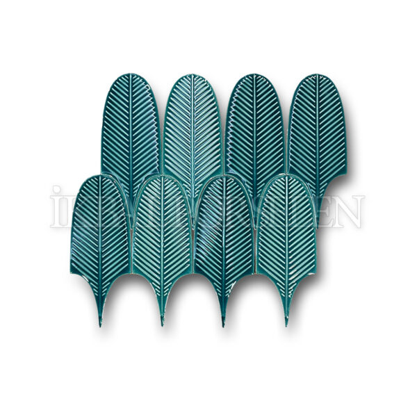 8×20 cm Leaf Seramik Karo – Tonlamalı Turkuaz – igc643-2