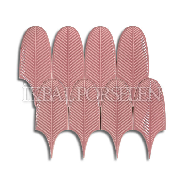 8×20 cm Leaf Seramik Karo – Pembe – igc648