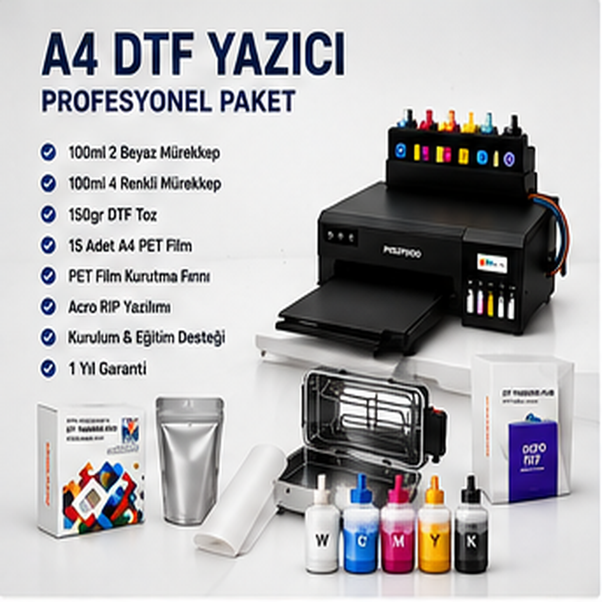Epson L8050 A4 DTF Baskı Makinesi Profesyonel Başlangıç Paketi