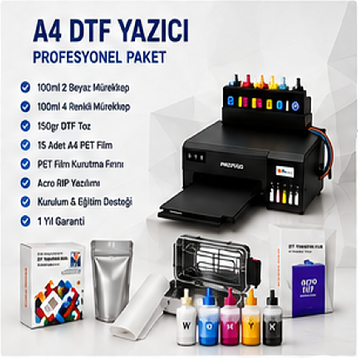 Tekstil İçin A4 DTF Yazıcı PET Film Kurutma Fırınlı