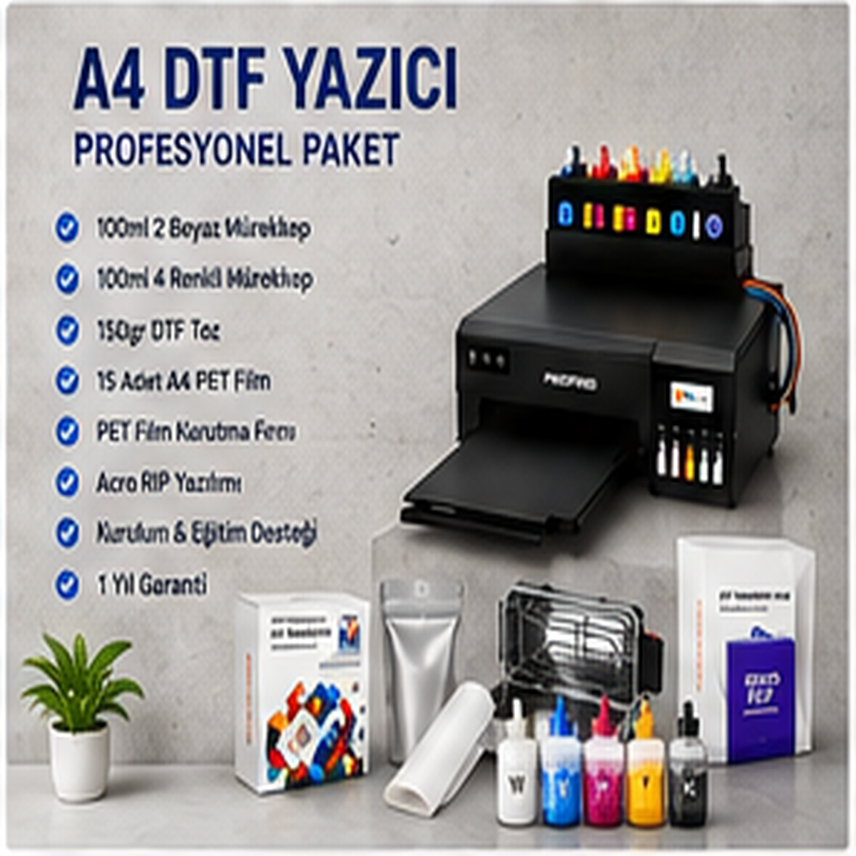 A4 DTF Baskı Yazıcısı Film Toz Mürekkep Fırın Hediyeli