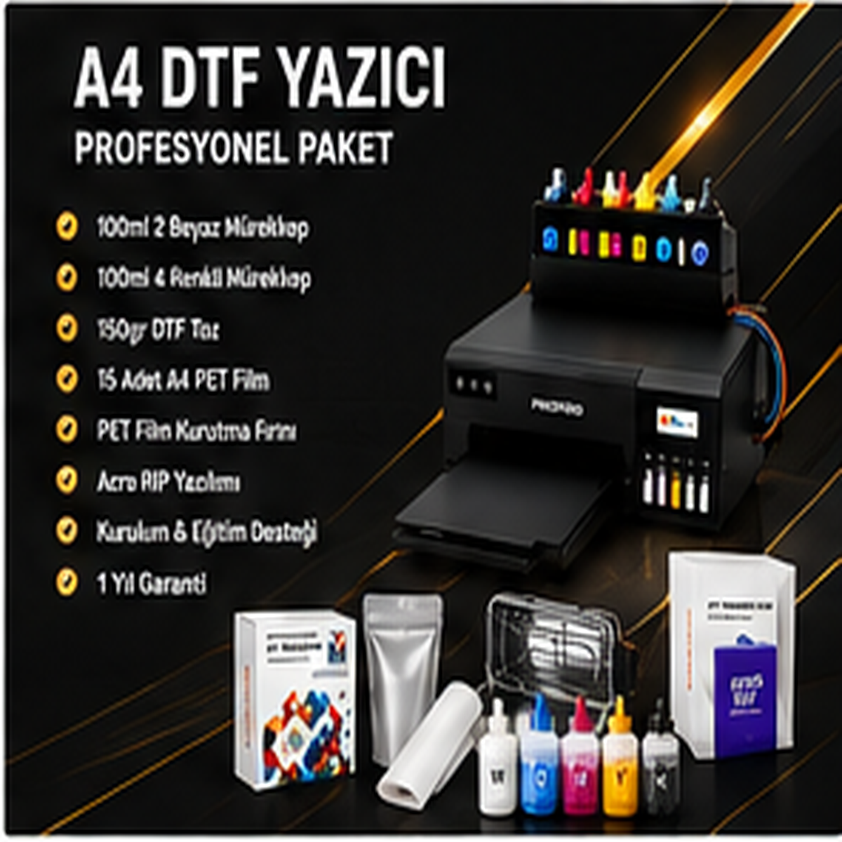 Yeni Nesil A4 DTF Tekstil Yazıcısı 1 Yıl Garanti