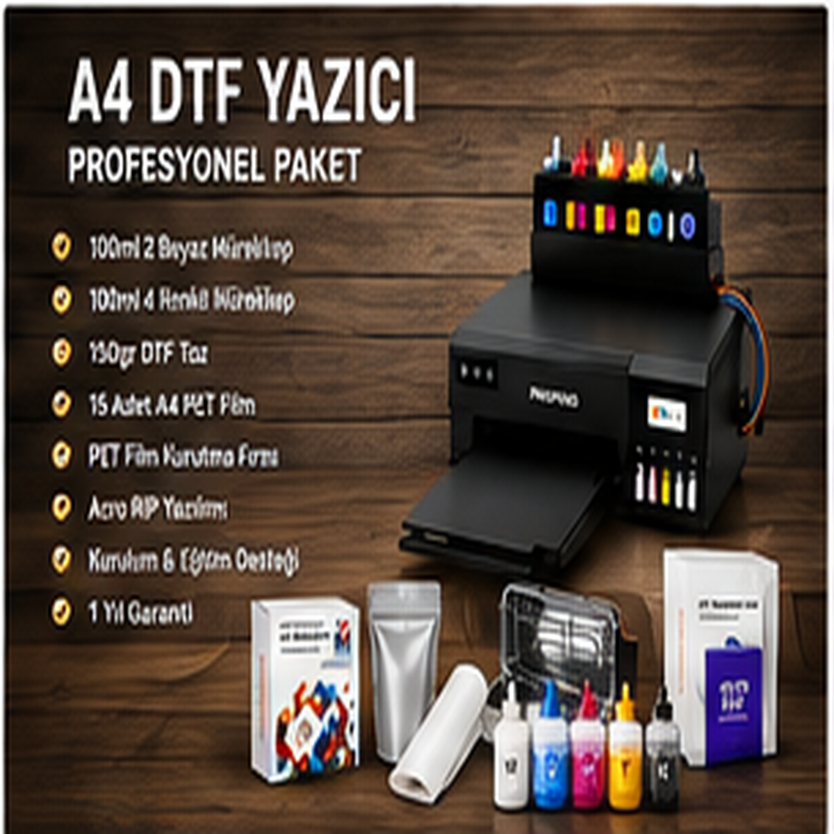 A4 DTF Yazıcı Acro RIP PET Film ve DTF Tozlu