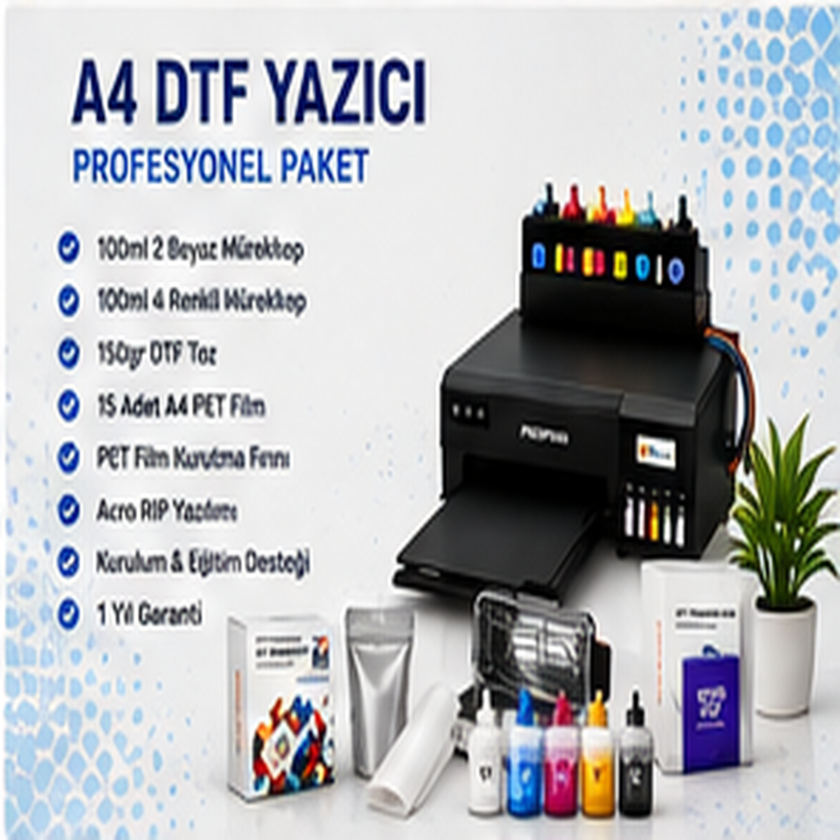 A4 DTF Profesyonel Yazıcı Kurutma Fırını ve Sarflar Dahil