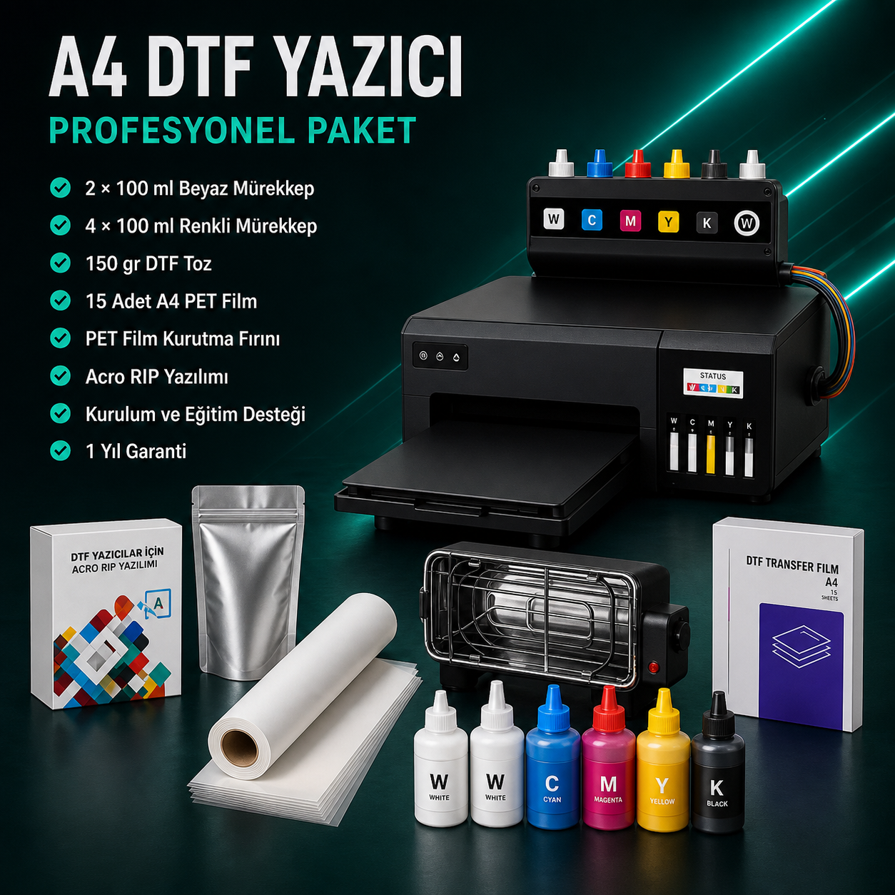 A4 DTF Yazıcı Premium Tekstil Baskı Başlangıç Paketi