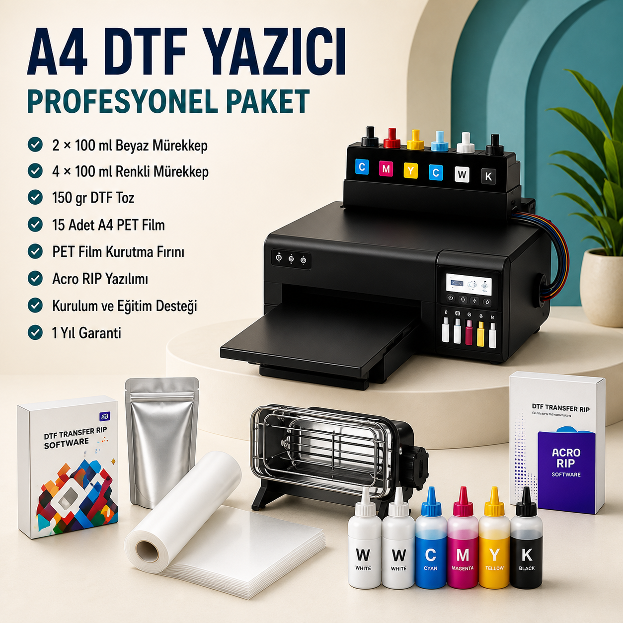 A4 DTF Yazıcı İş Kurma Paketi Eğitim ve Destekli