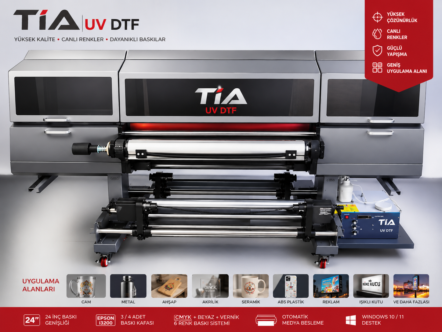 3 kafalı Epson i3200 UV DTF baskı makinesi